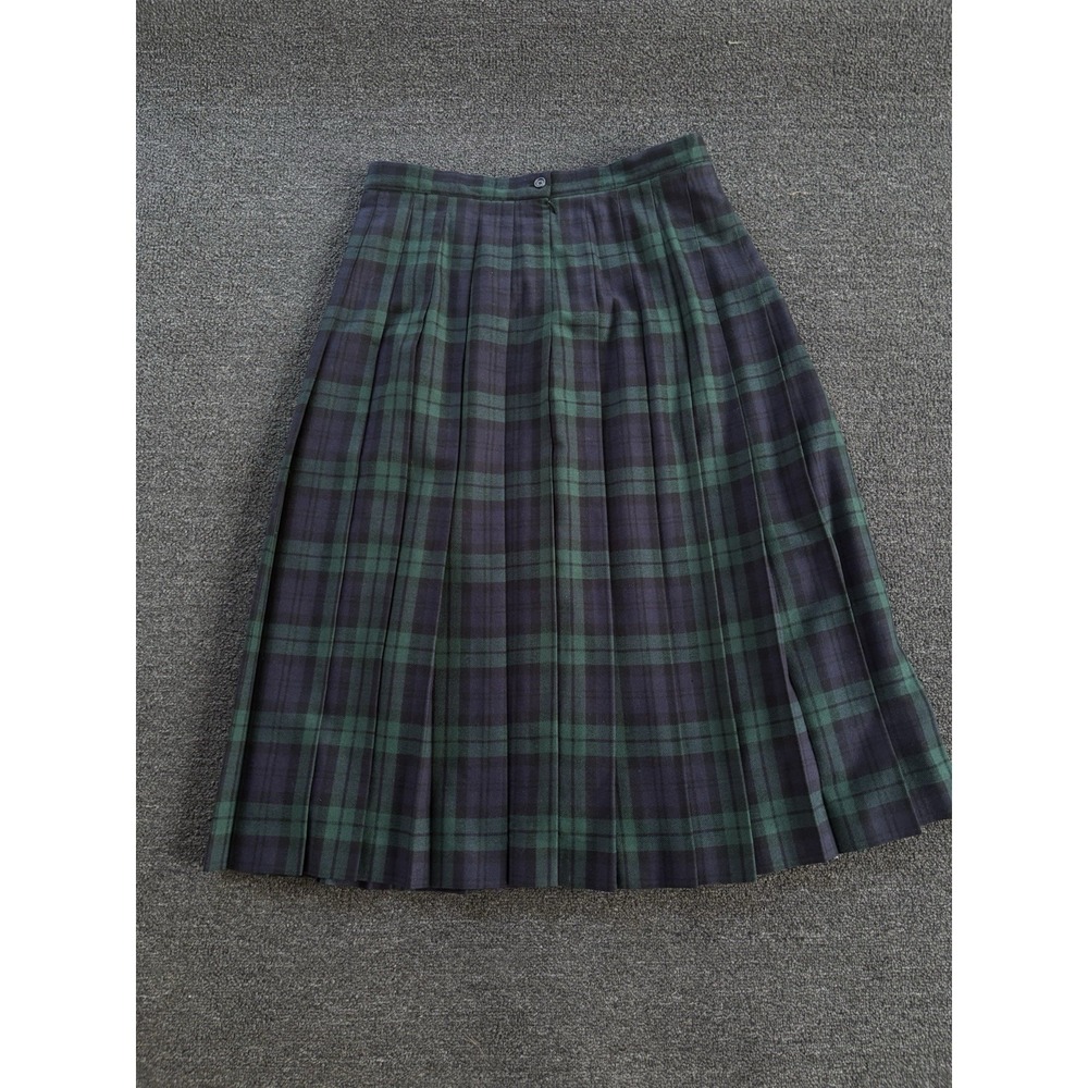 Vintage L.L. Bean 100% Wool Pleated Black Watch Tartan Skirt Women's Size 20